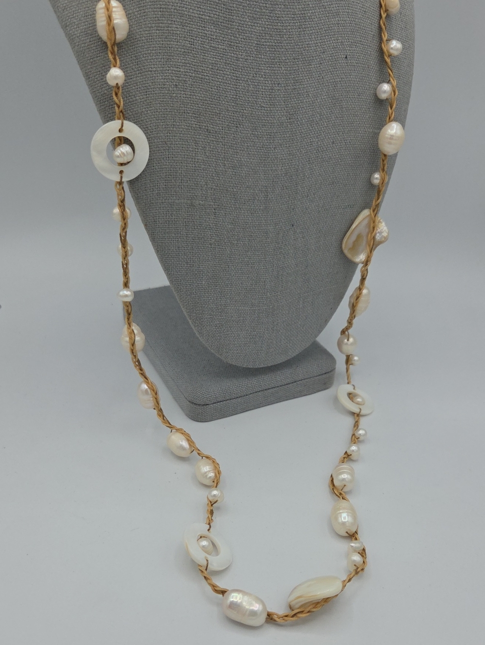 5 for $25! J. Jill Handcrafted Freshwater Pearl and Shell Long Necklace - Cream